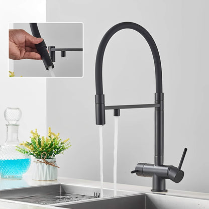 Robinet de cuisine avec douchette et sortie eau filtrée