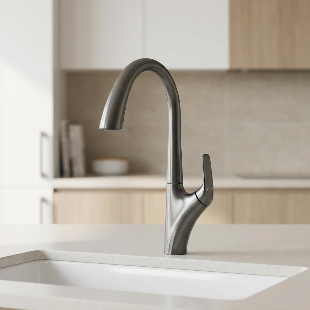 Robinet de cuisine douchette à bec extractible deux jets