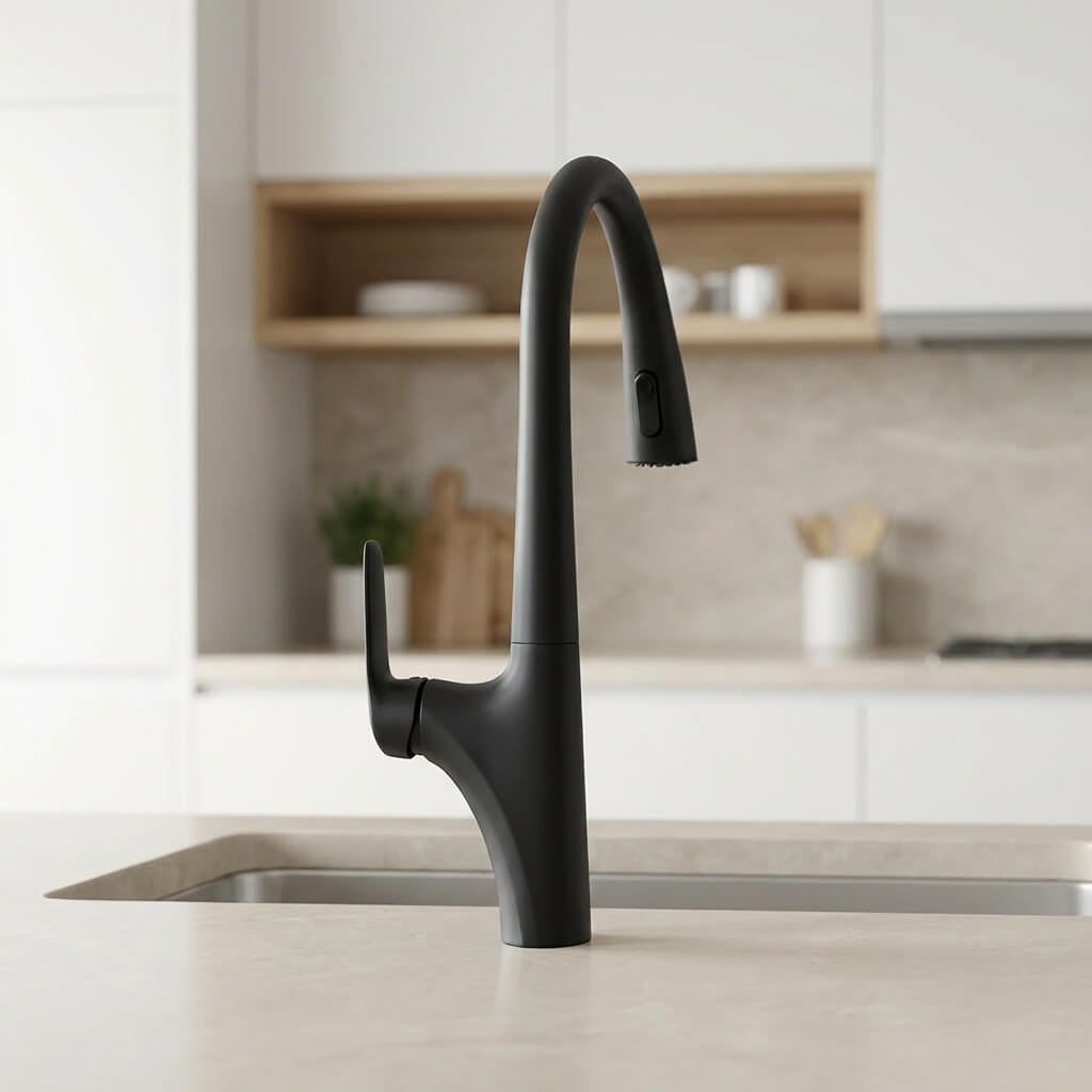 Robinet de cuisine douchette à bec extractible deux jets