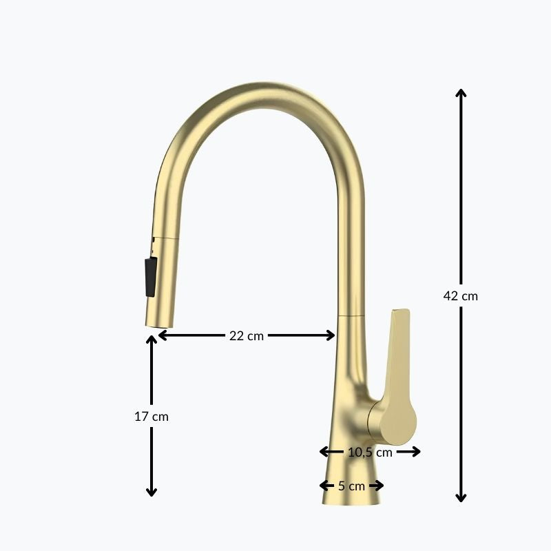 Robinet de cuisine douchette à bec extractible deux jets