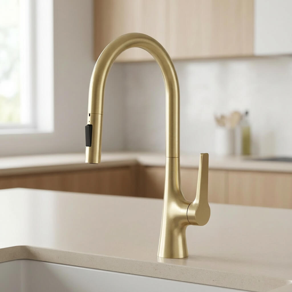 Robinet de cuisine douchette à bec extractible deux jets