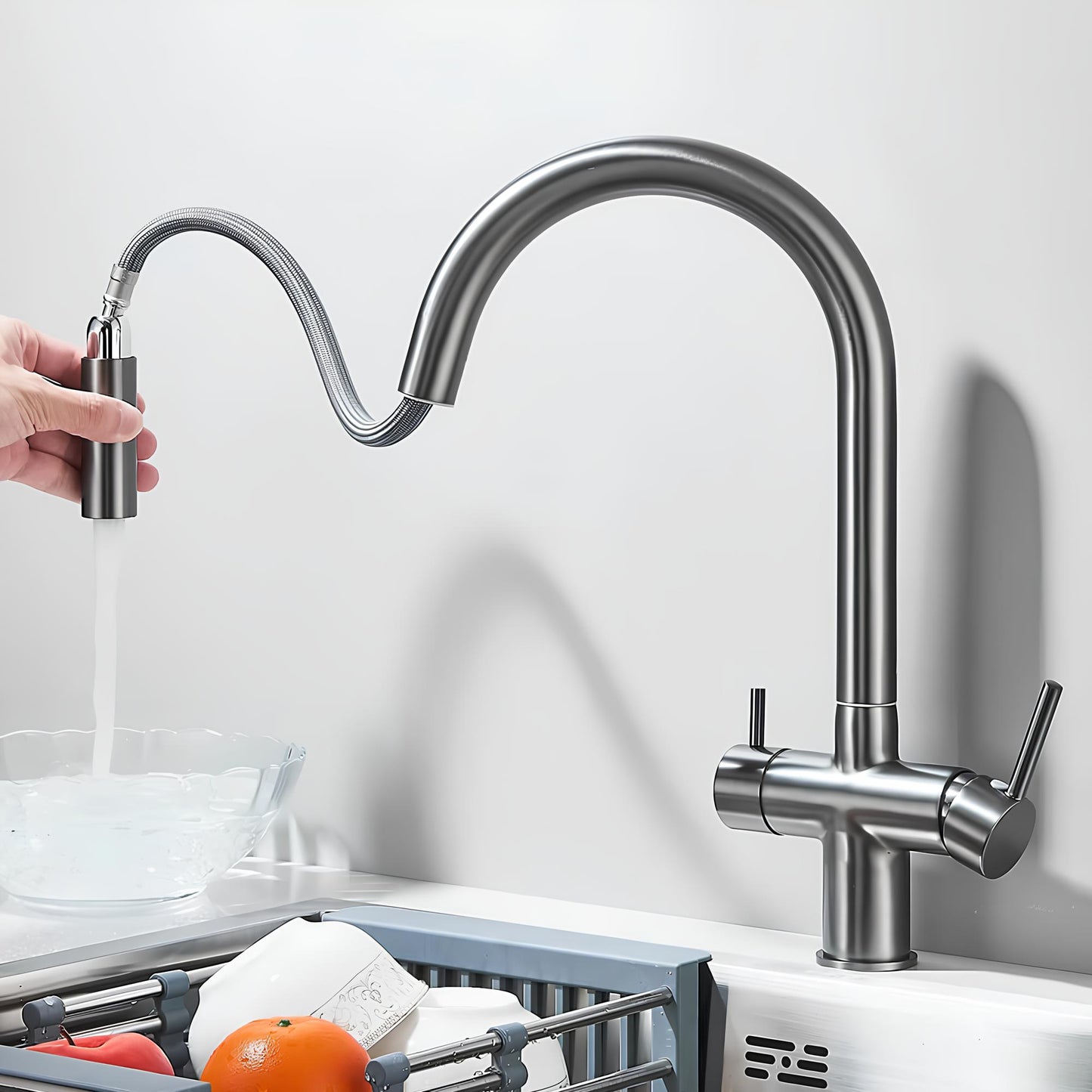 Robinet de cuisine douchette et rotation 360°