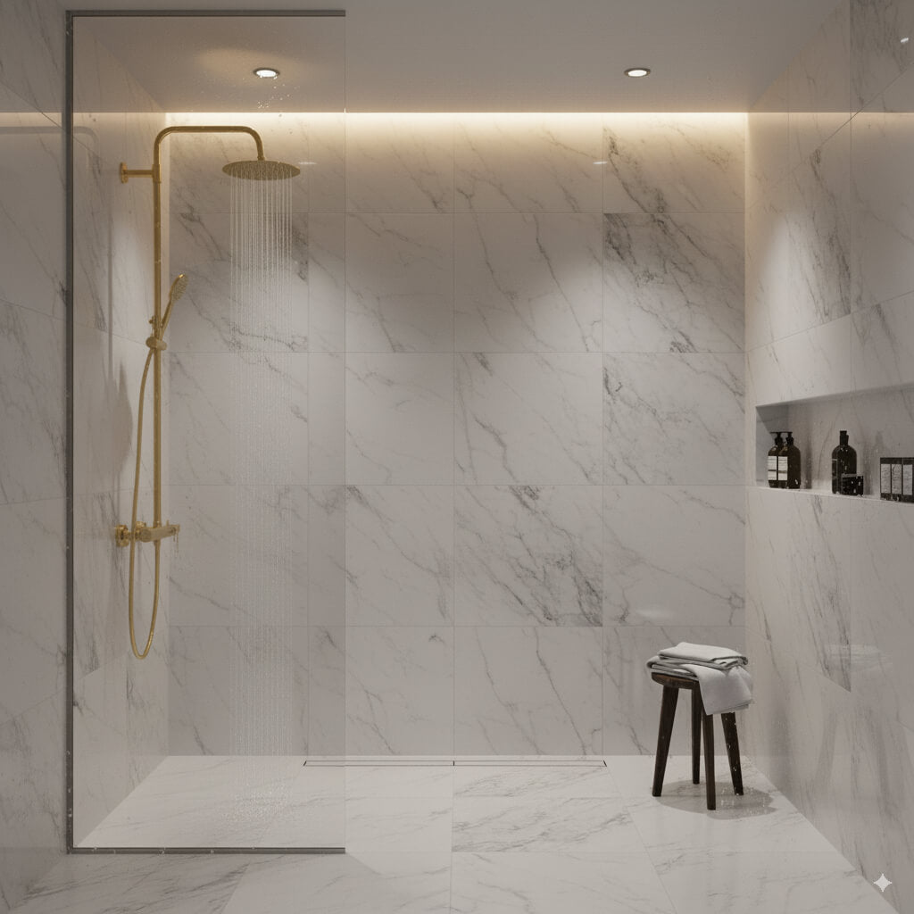 Robinet de douche de douche dorée thermostatique