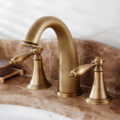 Robinet de lavabo classique 3 trous – bronze antique