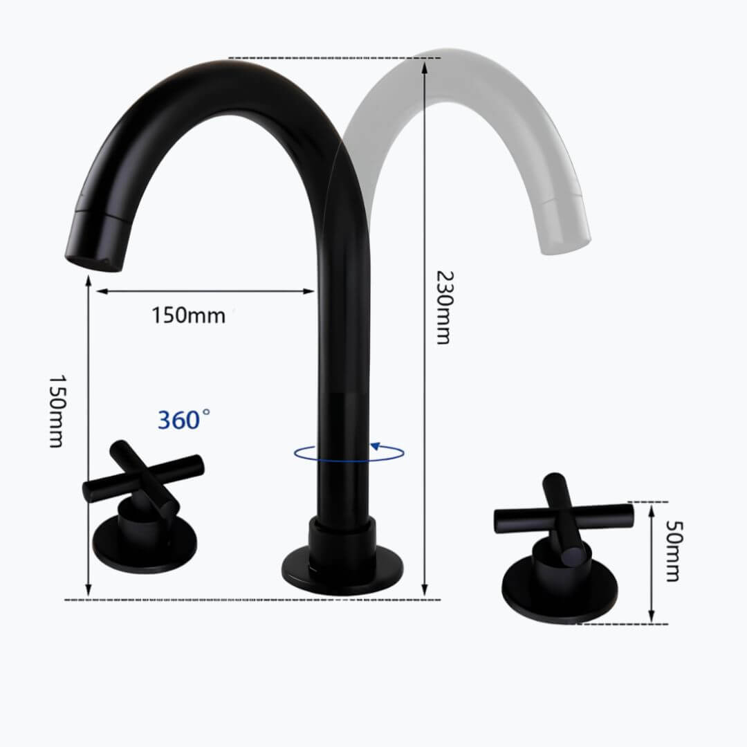 Robinet lavabo 3 trous  – Style moderne
