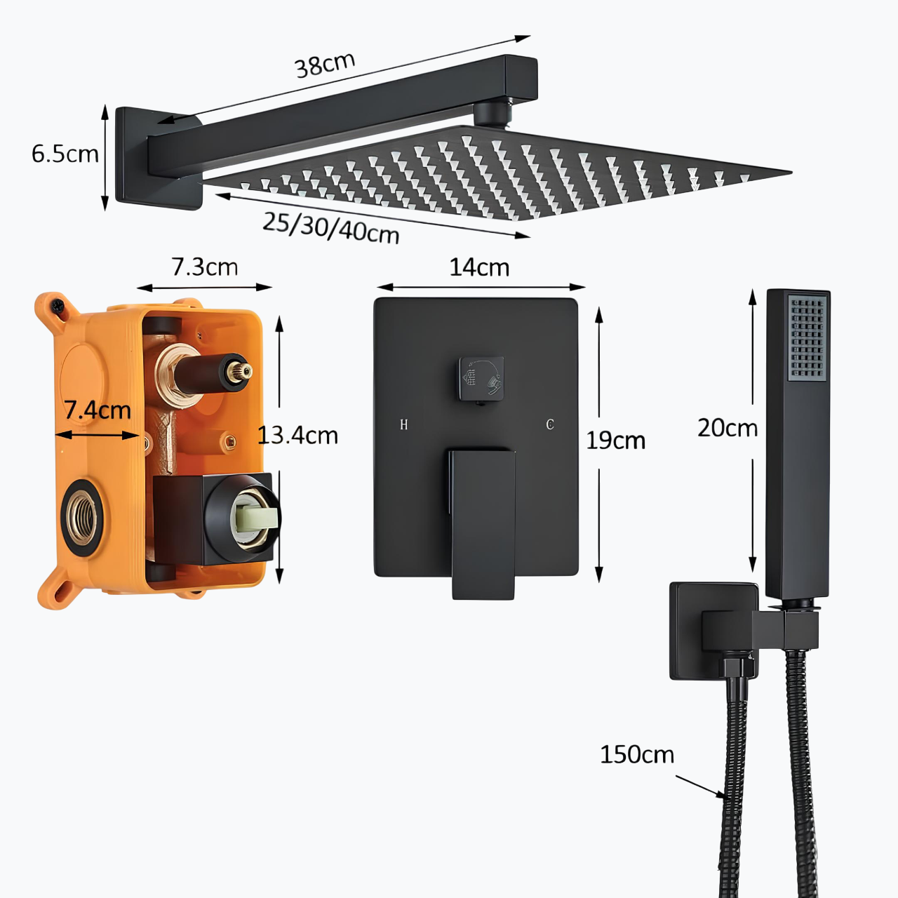 Robinet douche encastré avec cascade
