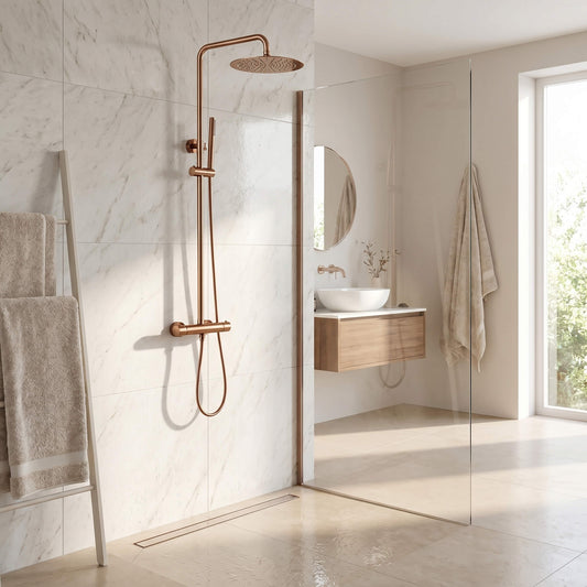 Colonne de douche thermostatique en laiton poli