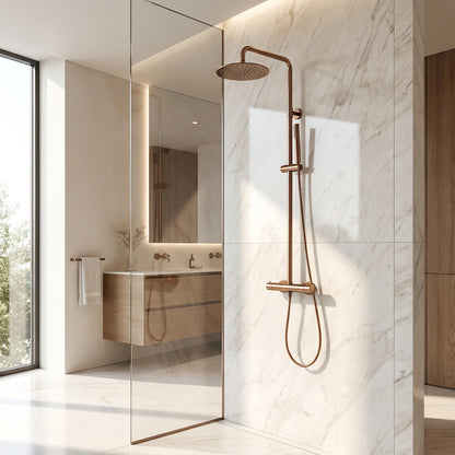 Colonne de douche thermostatique en laiton poli