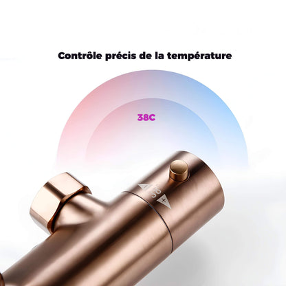 Mitigeur douche thermostatique mural finition laiton poli
