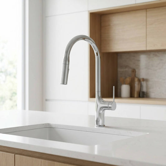 Robinet douchette évier à bec extractible deux jets