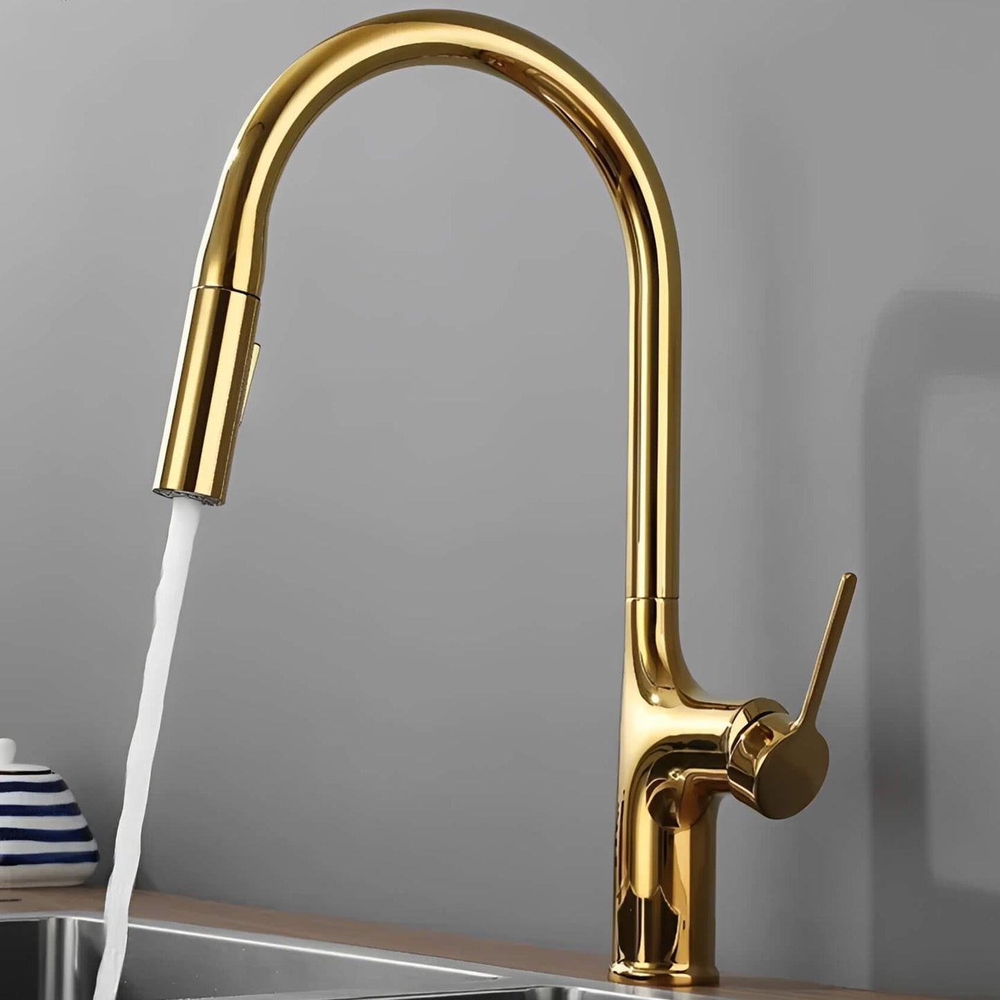 Robinet douchette évier à bec extractible deux jets