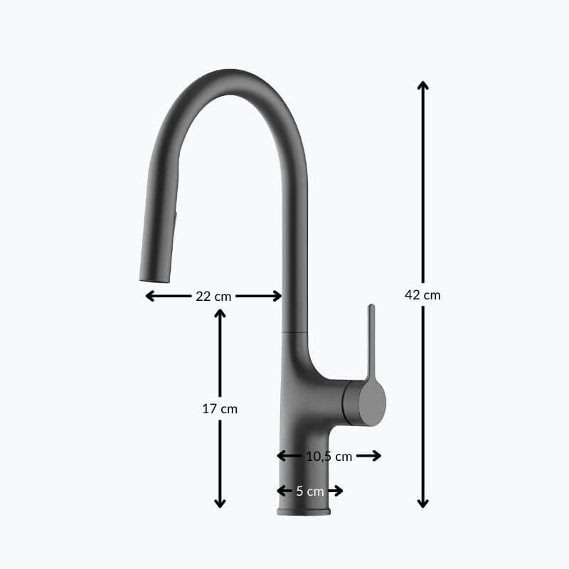 Robinet douchette évier à bec extractible deux jets