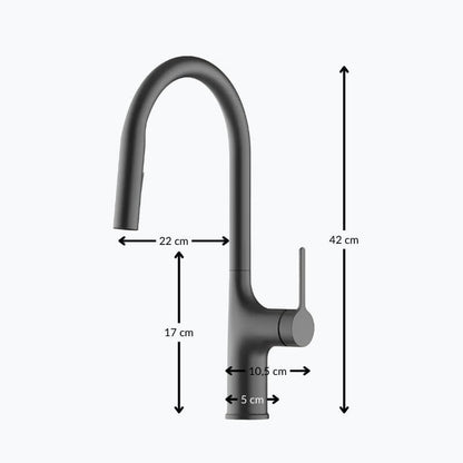 Robinet douchette évier à bec extractible deux jets