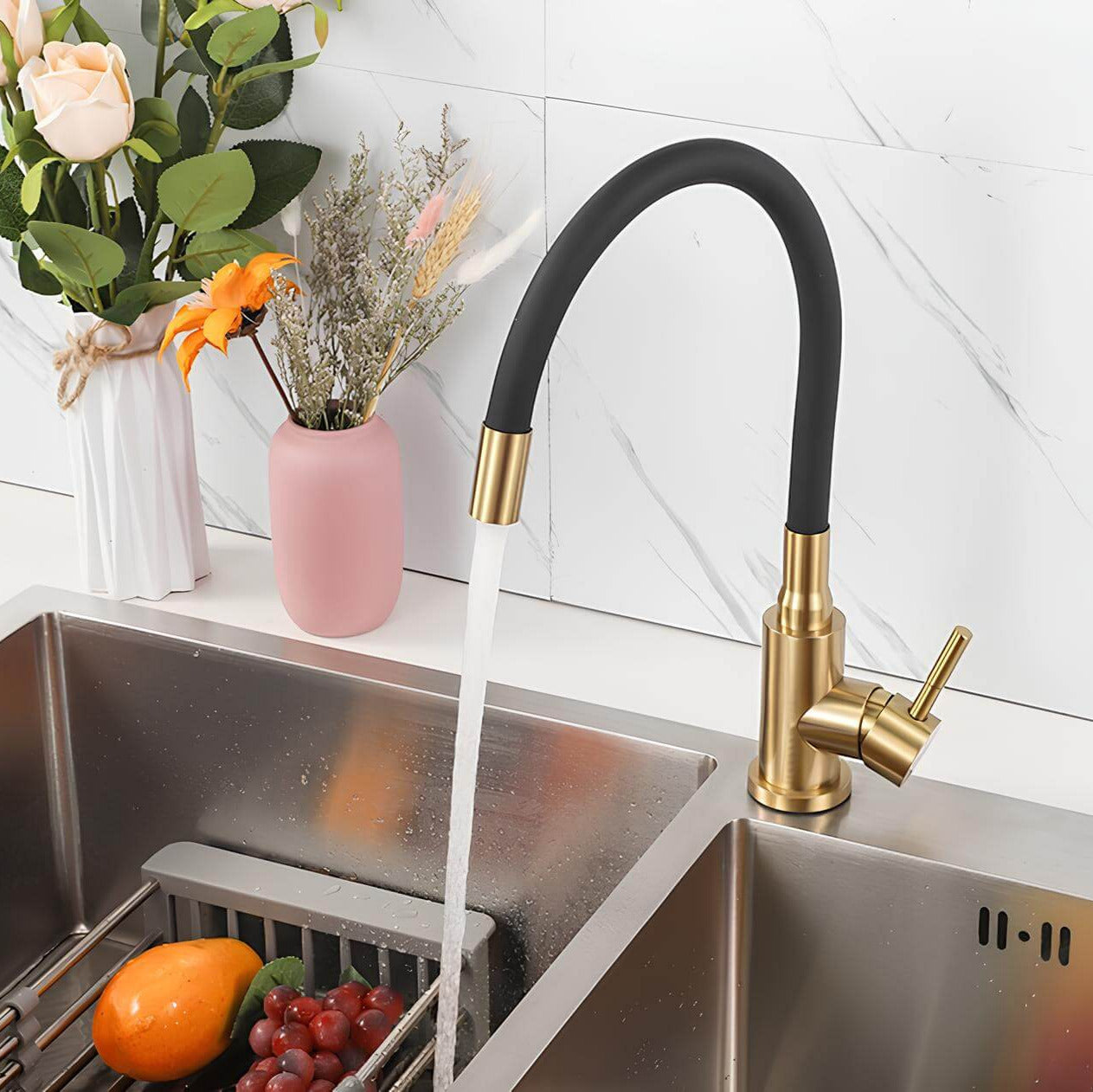 Robinet douchette flexible avec col coloré