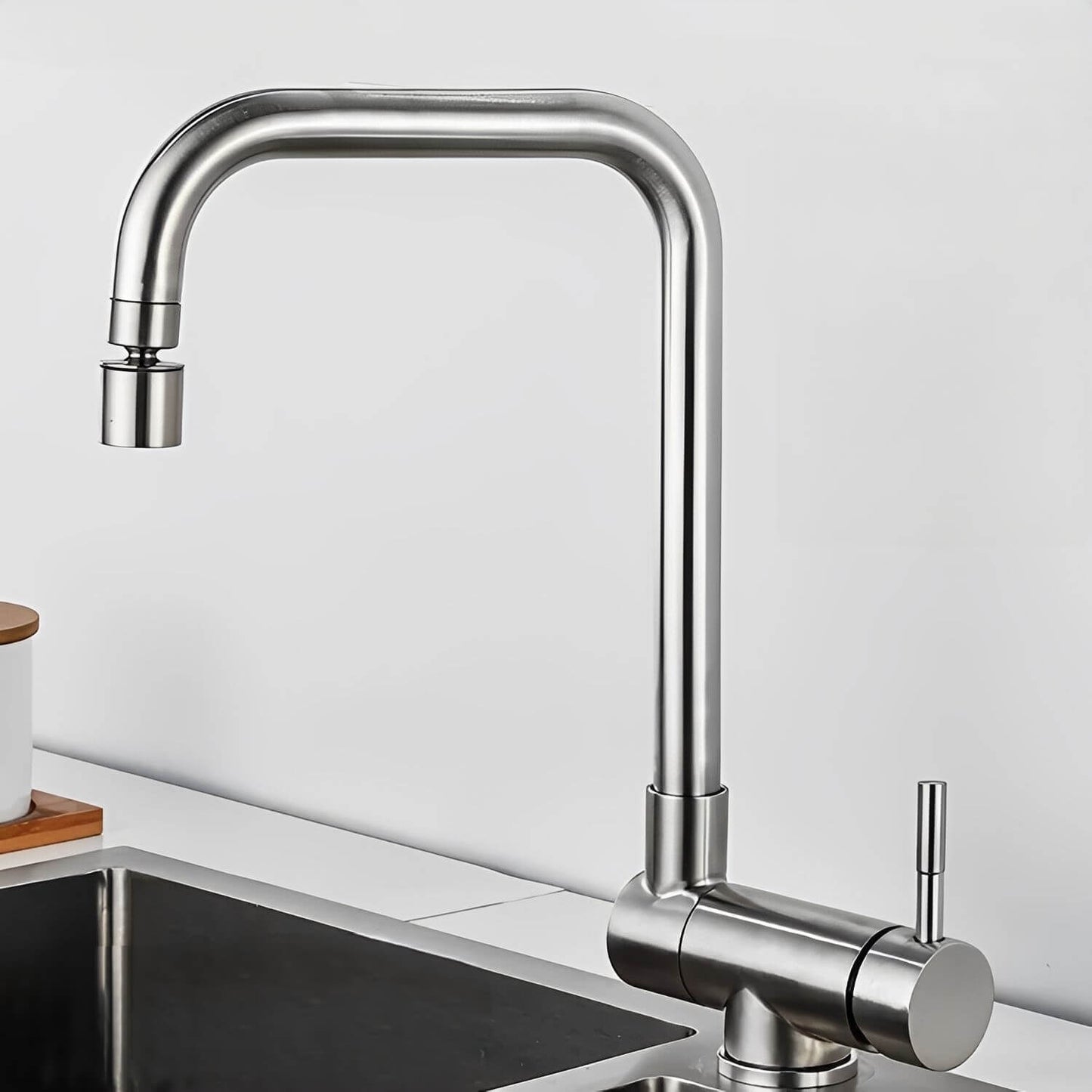 Robinet douchette pour évier inox pliable à double rotation