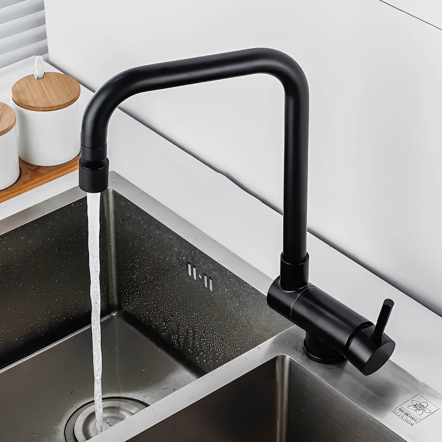 Robinet douchette pour évier inox pliable à double rotation