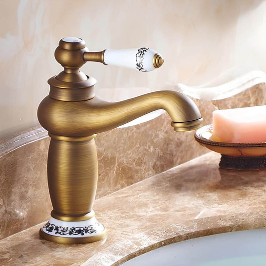 Robinet lavabo en laiton finition antique