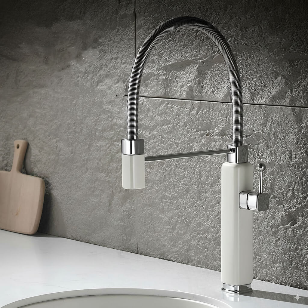 Robinet évier avec douchette extractible – style rétro revisité