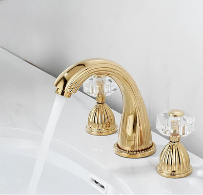 Robinet lavabo à 3 trous– Poignées cristal