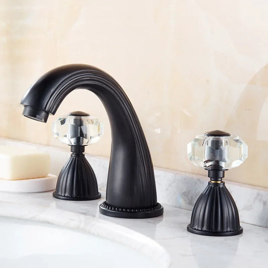 Robinet lavabo à 3 trous– Poignées cristal