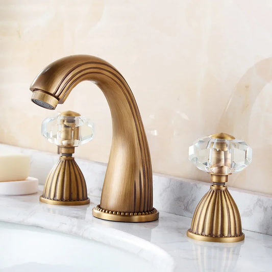 Robinet lavabo à 3 trous– Poignées cristal
