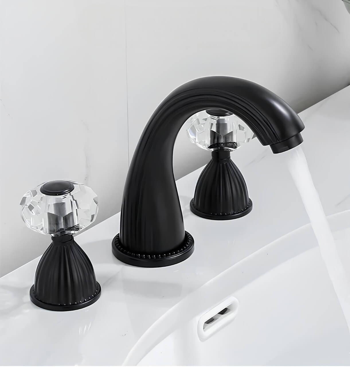 Robinet lavabo à 3 trous– Poignées cristal