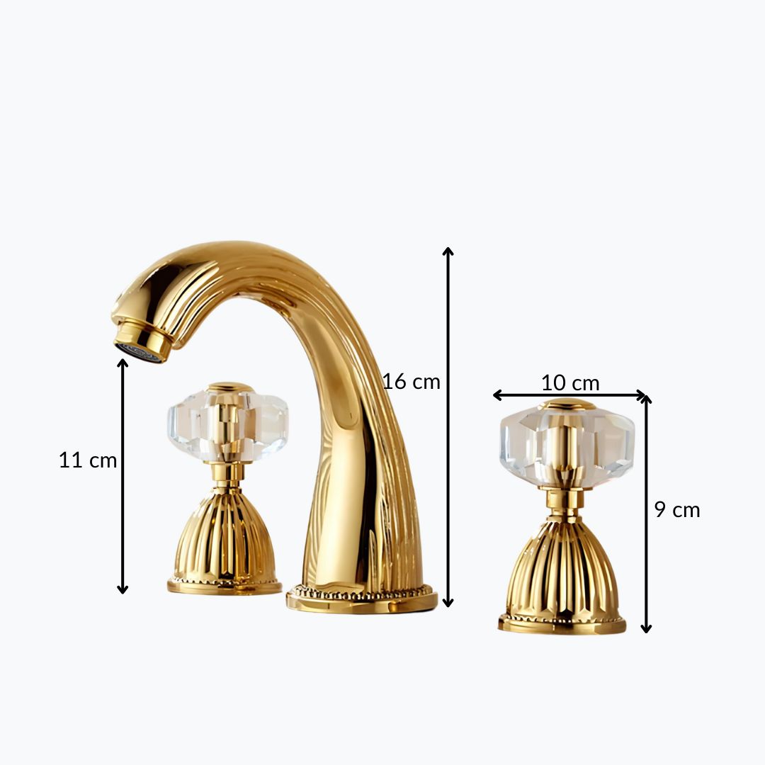 Robinet lavabo à 3 trous– Poignées cristal