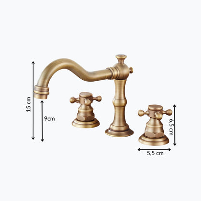 Robinet lavabo 3 trous style ancien