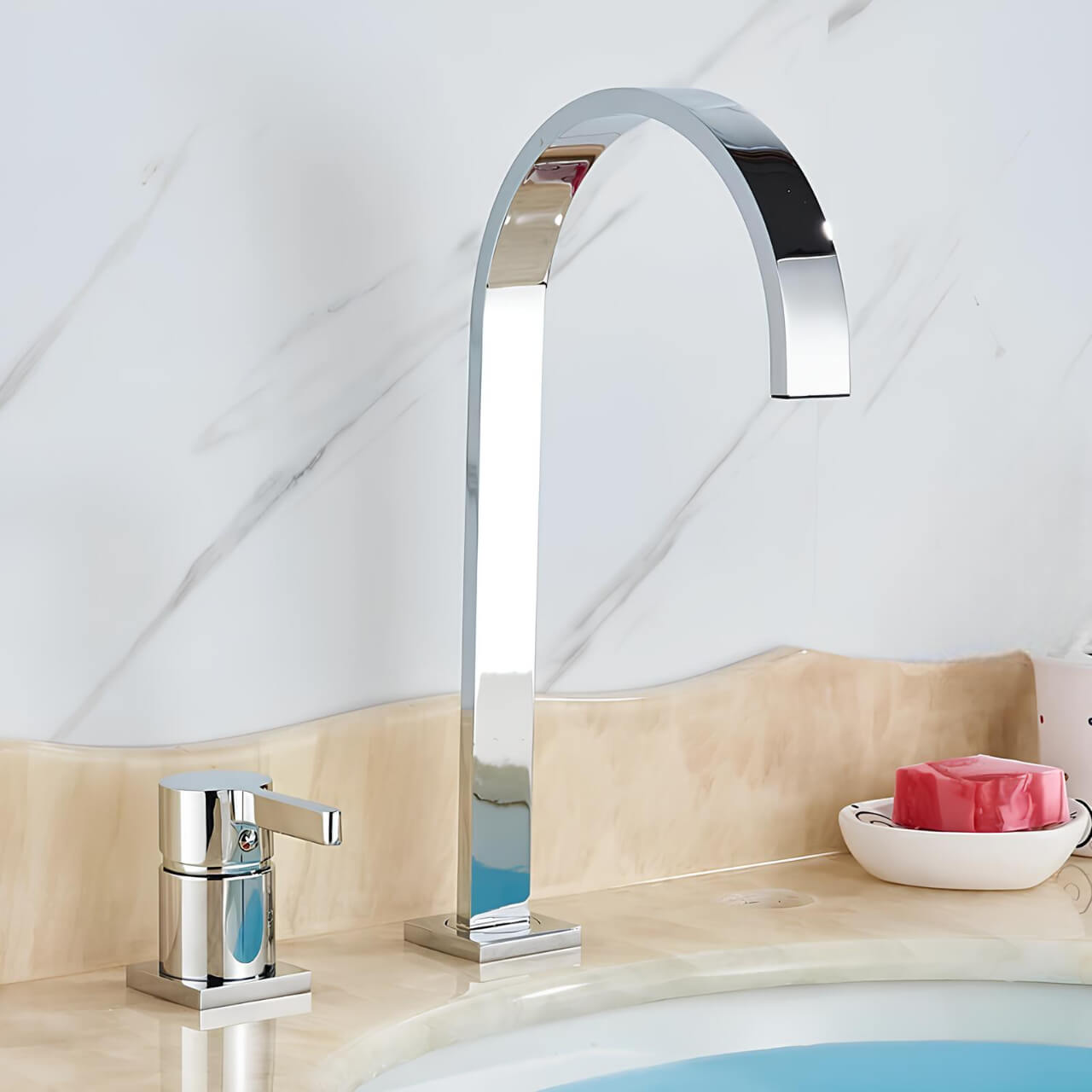 Robinet lavabo à large bec
