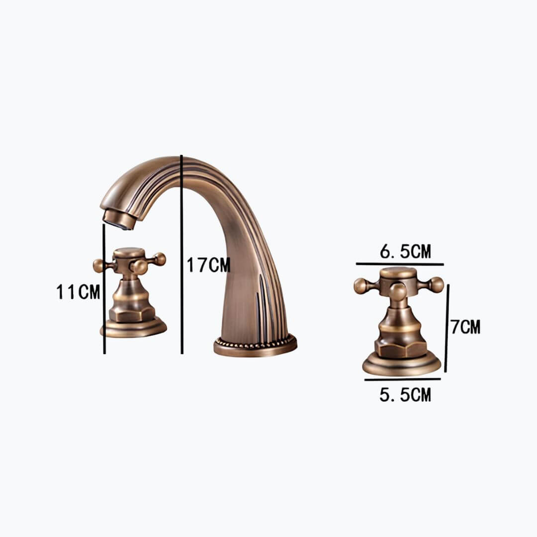 Robinet lavabo antique- 3 trous – Poignées croisées