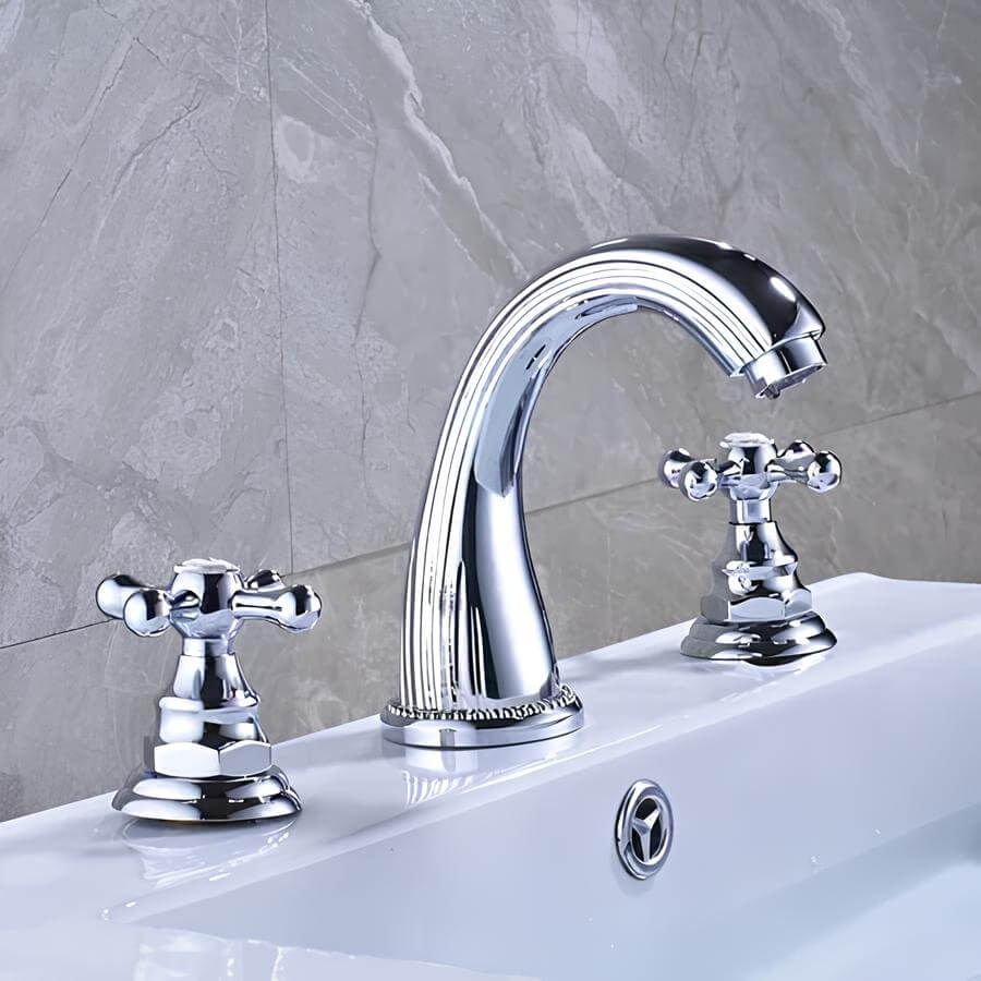 Robinet lavabo antique- 3 trous – Poignées croisées