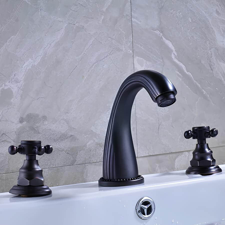 Robinet lavabo antique- 3 trous – Poignées croisées