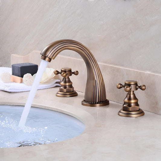 Robinet lavabo antique- 3 trous – Poignées croisées
