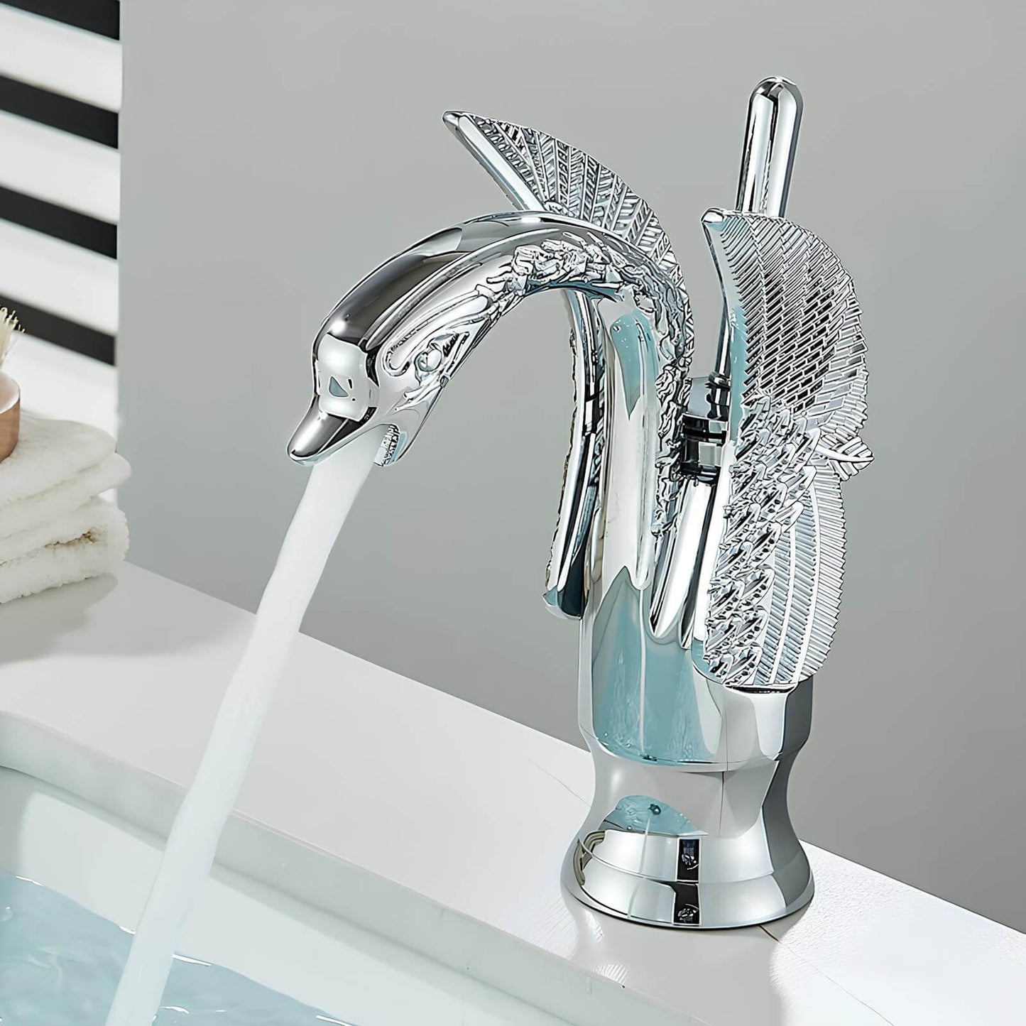 Robinet lavabo en forme de cygne
