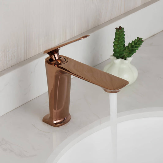 Robinet lavabo en laiton rose doré – mitigeur design