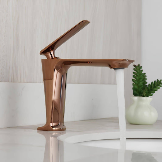 Robinet lavabo en laiton rose doré – mitigeur design