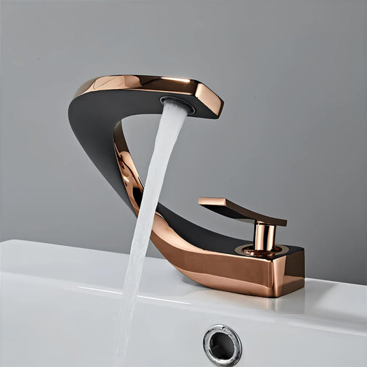 Robinet lavabo finition or rose
