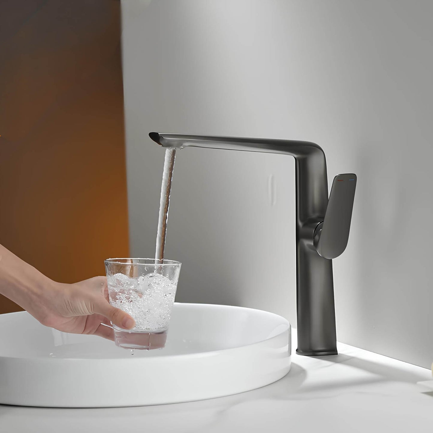 Robinet lavabo haut – mitigeur design à bec allongé