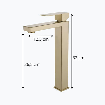 Robinet lavabo mitigeur en inox finition or brossé