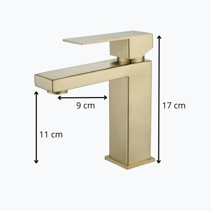 Robinet lavabo mitigeur en inox finition or brossé