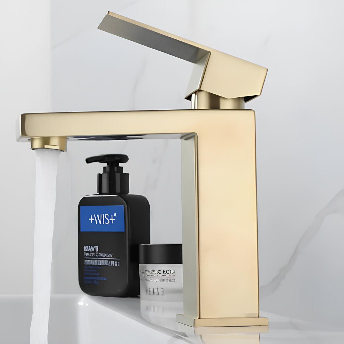 Robinet lavabo mitigeur en inox finition or brossé