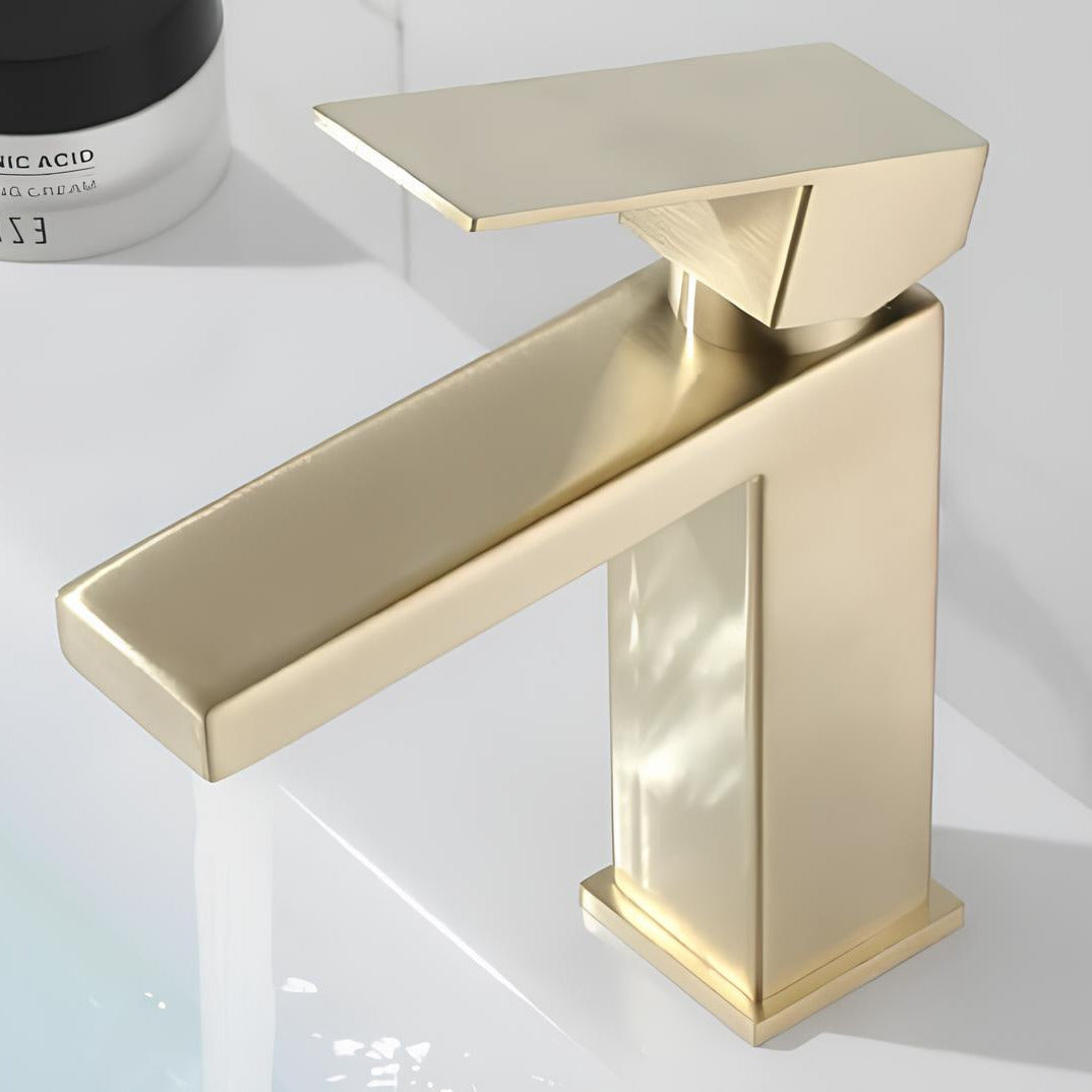 Robinet lavabo mitigeur en inox finition or brossé