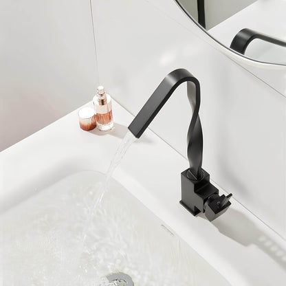 Robinet lavabo mitigeur en laiton – bec rotatif 360°, design contemporain