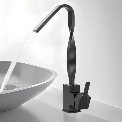 Robinet lavabo mitigeur en laiton – bec rotatif 360°, design contemporain