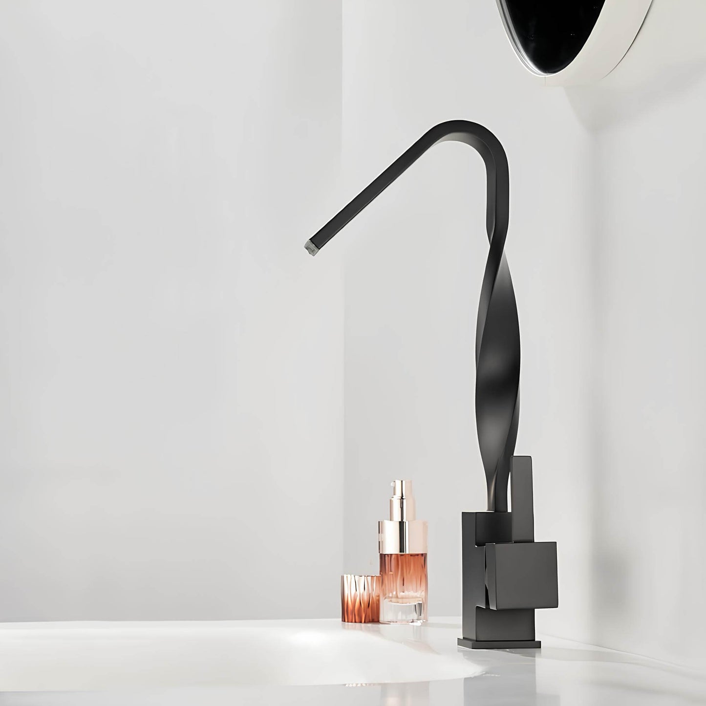 Robinet lavabo mitigeur en laiton – bec rotatif 360°, design contemporain