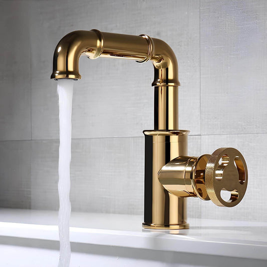 Robinet lavabo mitigeur en laiton - Style industriel