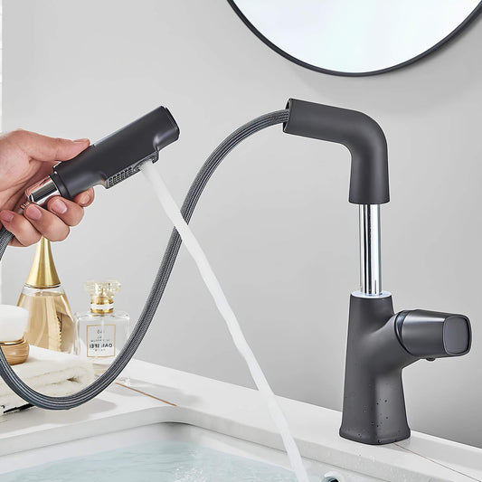 Robinet lavabo orientable avec douchette