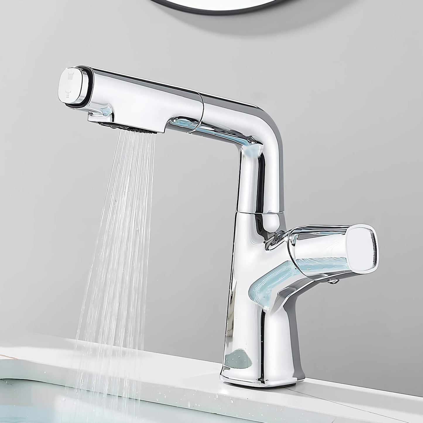 Robinet lavabo orientable avec douchette
