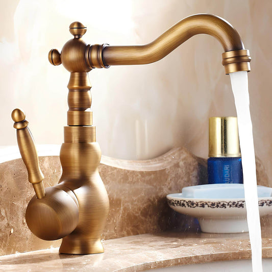 Robinet vasque rotatif en laiton style antique