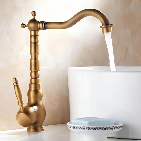 Robinet vasque rotatif en laiton style antique